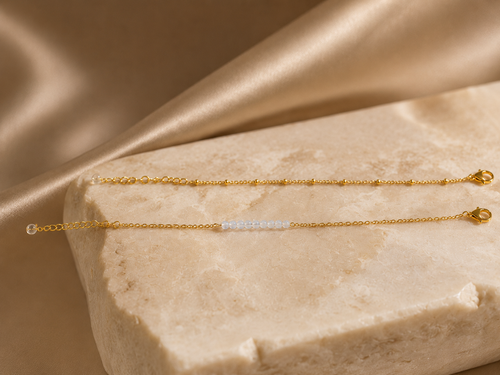 18K Gold Plated Bead Bracelet Set image 1