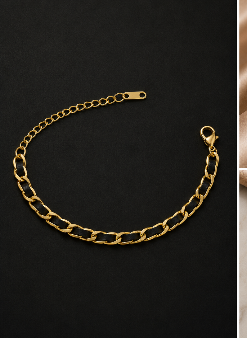 18K Gold Plated Black and Gold Bracelet image 2