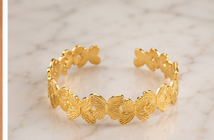 18K Gold Plated Butterfly Bangle image 2