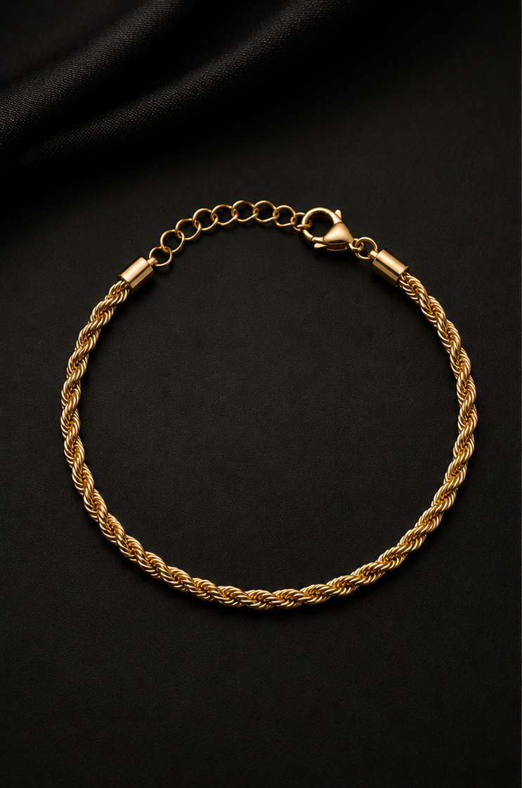 18K Gold Plated Rope Chain Bracelet image 1