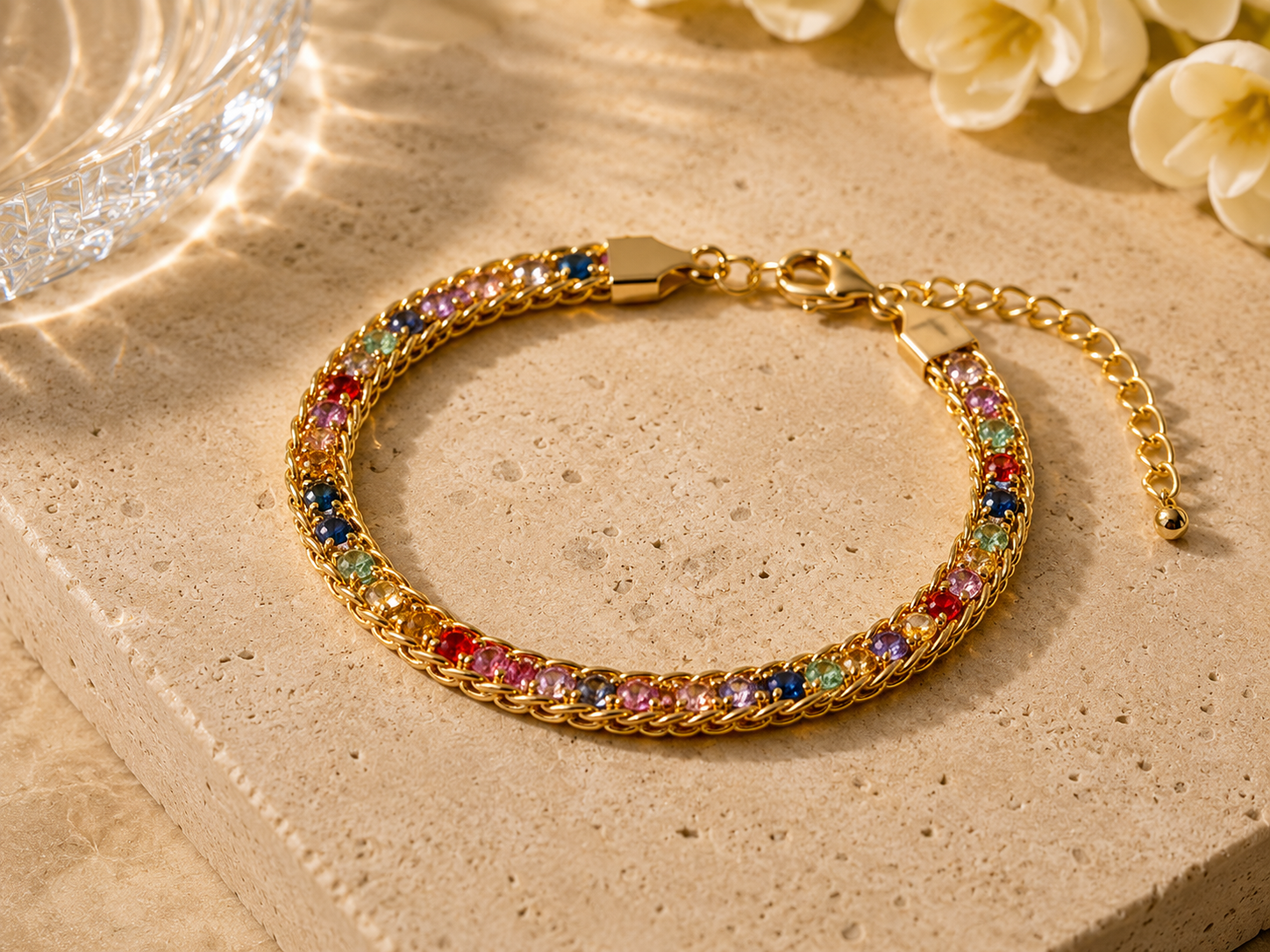18K Gold Plated Multi-Tone Chain Bracelet image 0