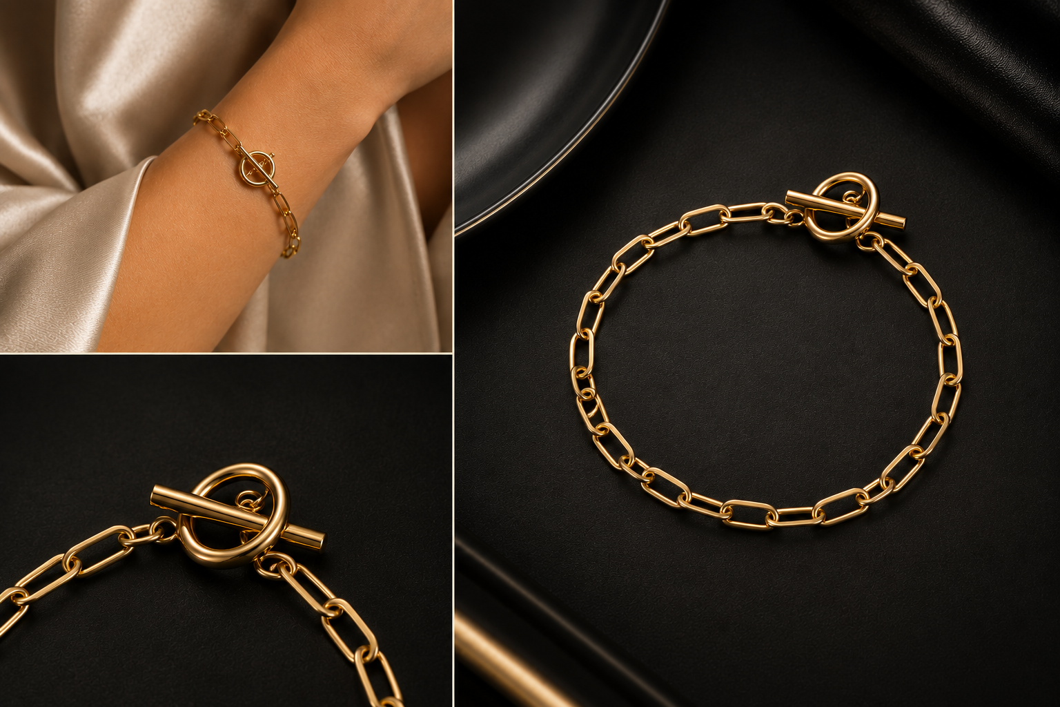18K Gold Plated Toggle Bracelet image 3