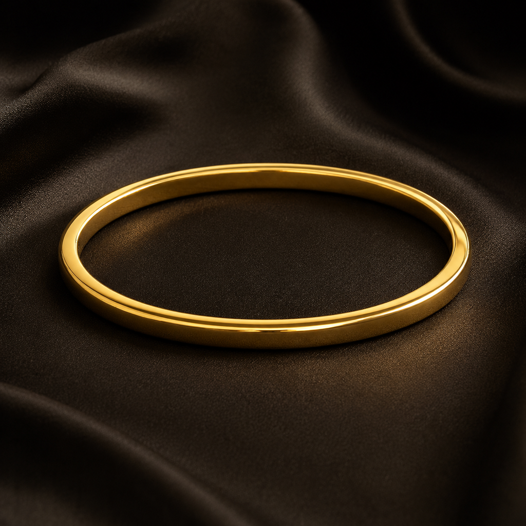 18K Gold Plated Classic Polished Bangle image 0