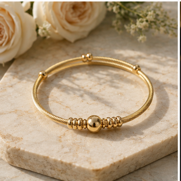 18K Gold Plated Twisted Cable Bangle