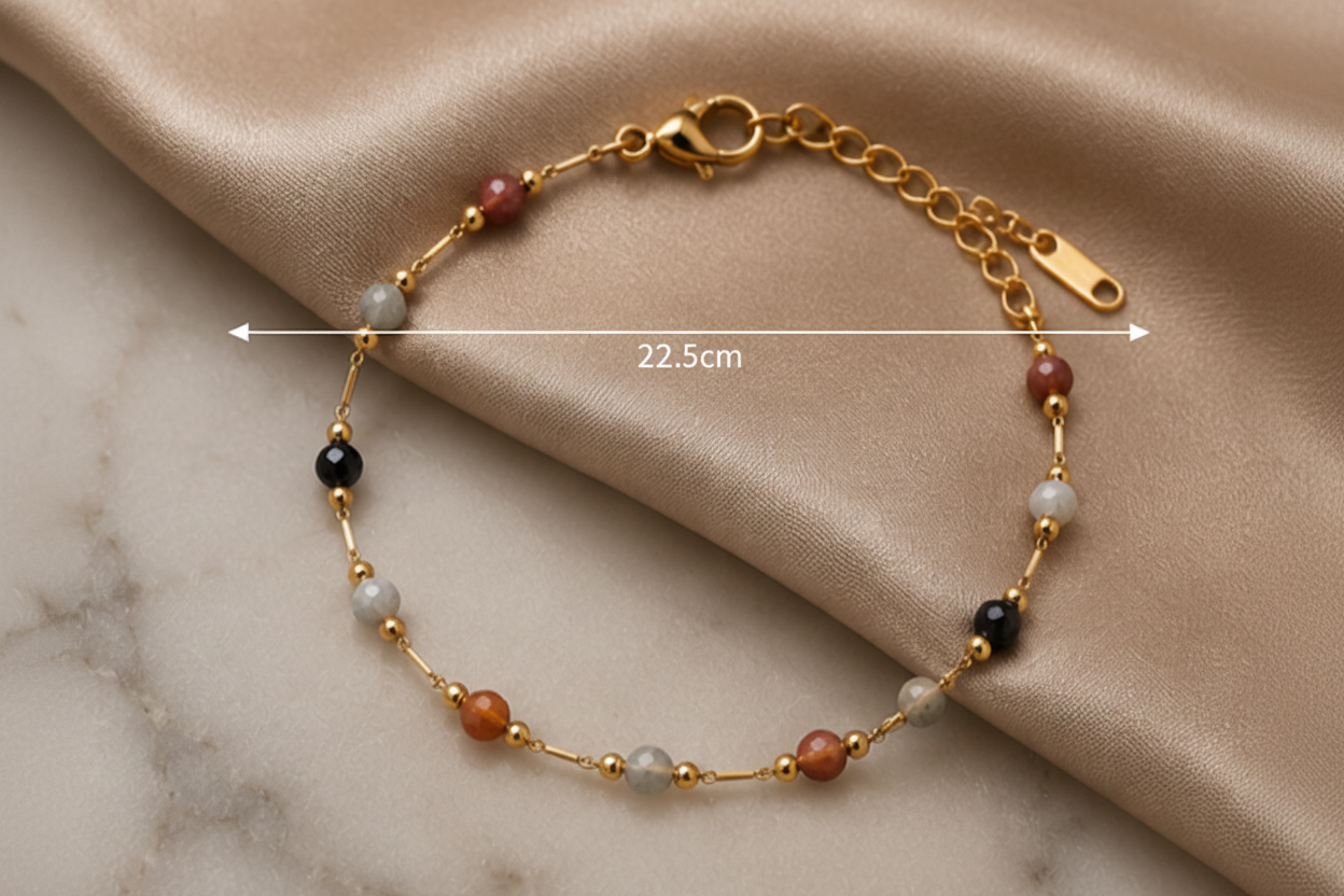 18K Gold Plated Multi Beaded Bracelet – 22.5cm
