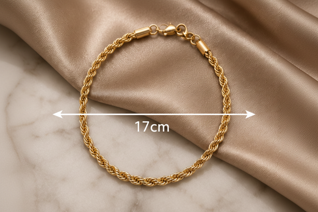 18K Gold Plated Rope Bracelet – 17cm