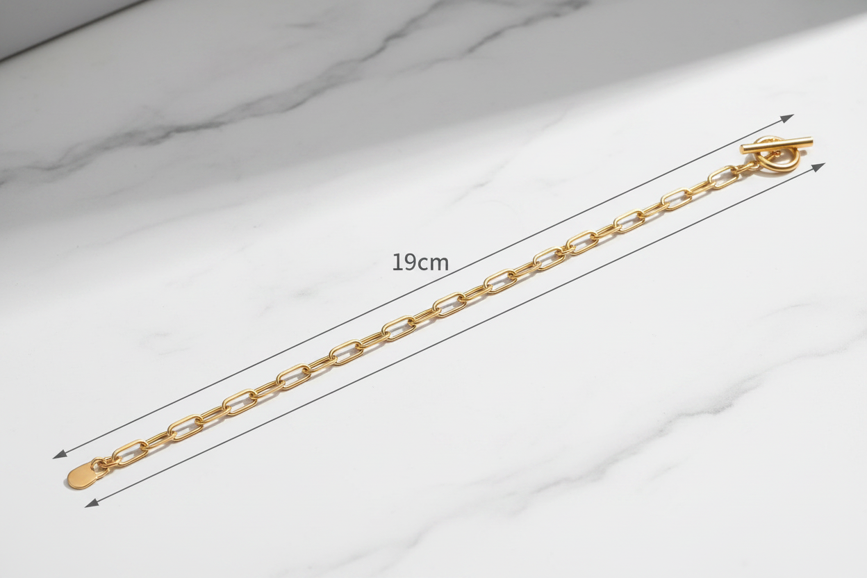 18K Gold Plated Toggle Bracelet – Marble – 19cm