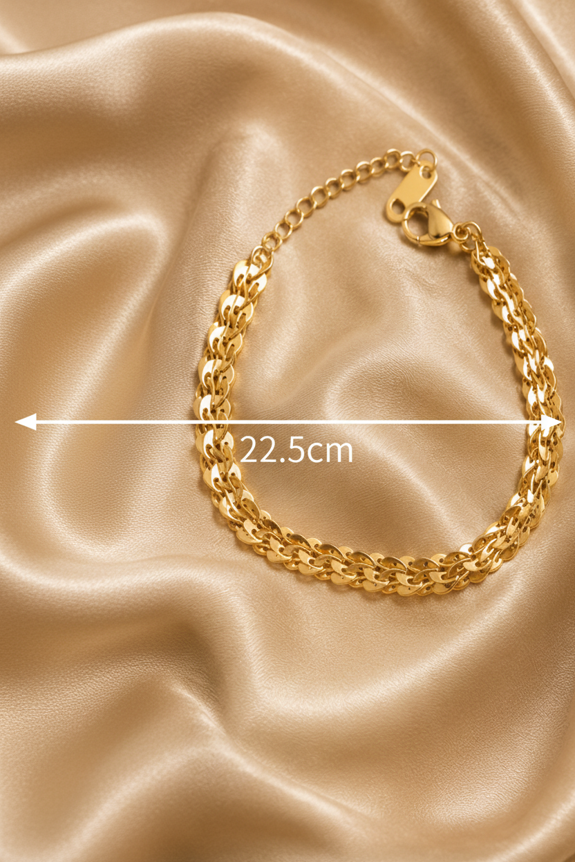 18K Gold Plated Twist Chain Bracelet – 22.5cm