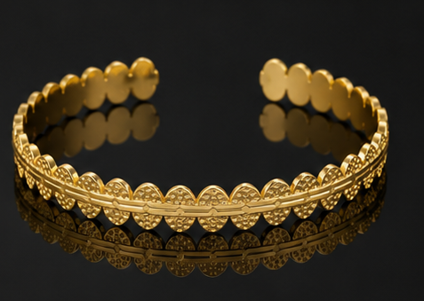 18K Gold Plated Scalloped Bangle image 3