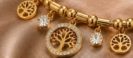 18K Gold Plated Tree of Life Charm Bracelet image 1