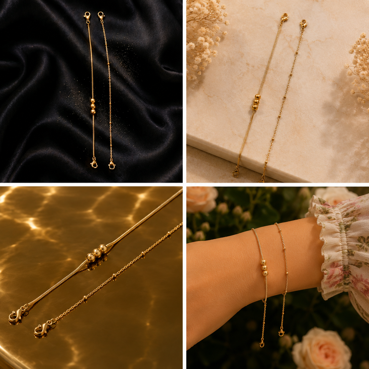 18K Gold Plated Beaded Bracelet Set image 4