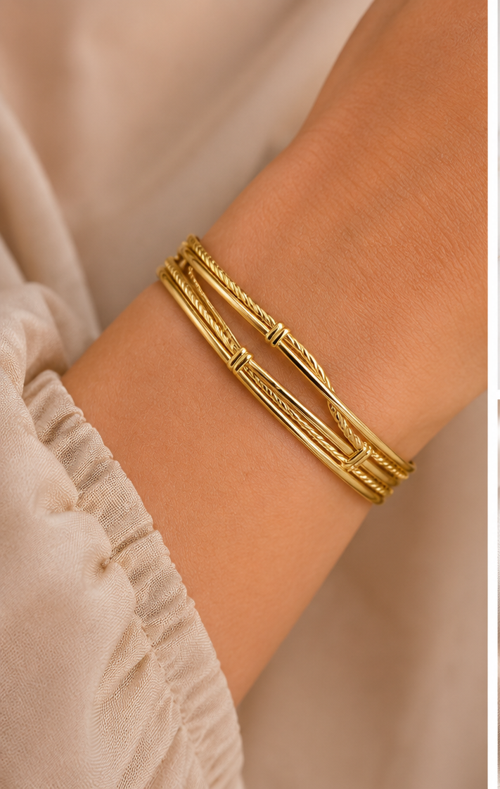 18K Gold Plated Split Bangle image 0