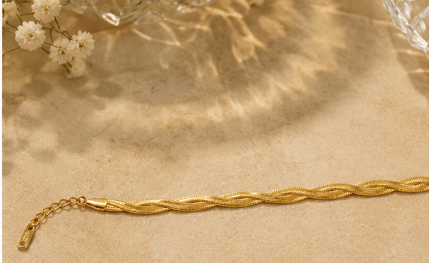 18K Gold Plated Twisted Mesh Bracelet image 2