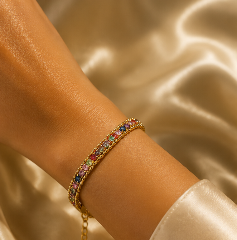 18K Gold Plated Multi-Tone Chain Bracelet image 1