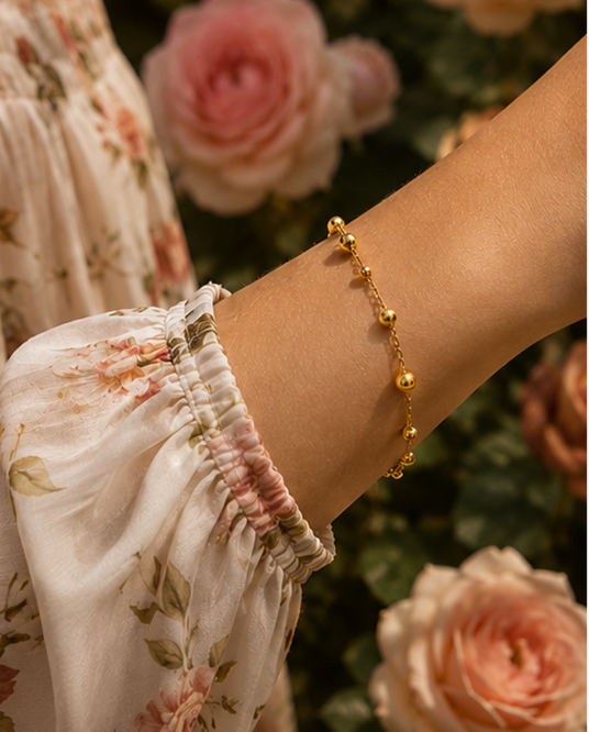 18K Gold Plated Polished Spheres Bracelet image 2