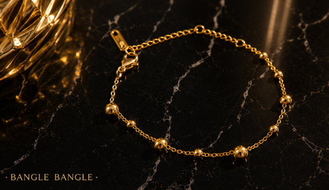18K Gold Plated Polished Spheres Bracelet image 4
