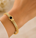 18K Gold Plated Noir Circle Bangle image 0