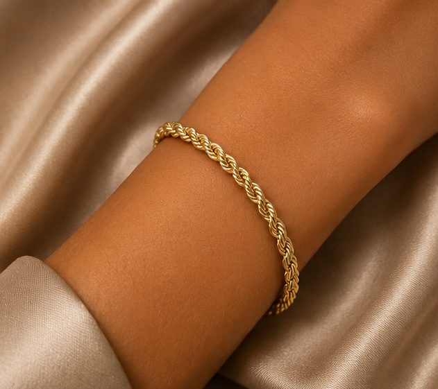 18K Gold Plated Rope Bracelet image 1