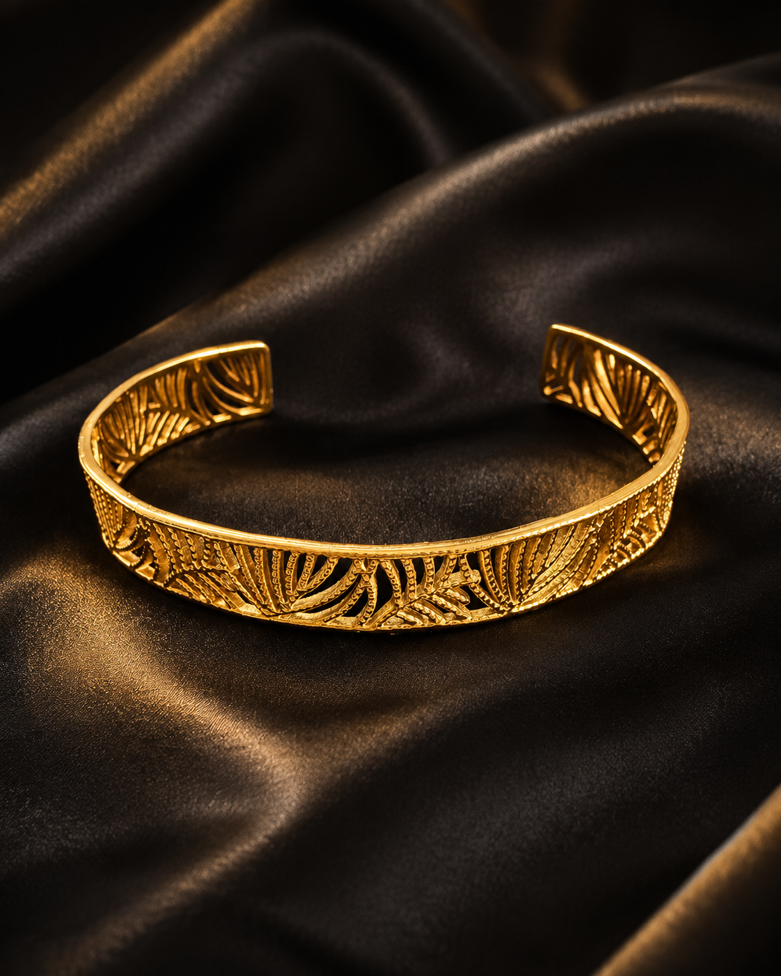 18K Gold Plated Botanical Bangle image 1