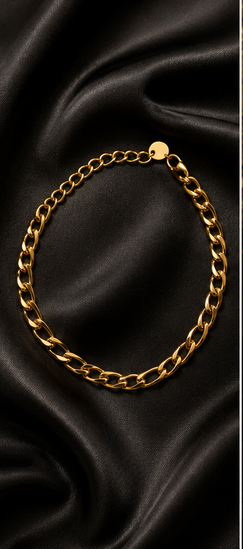 18K Gold Plated Figaro Chain Bracelet image 2