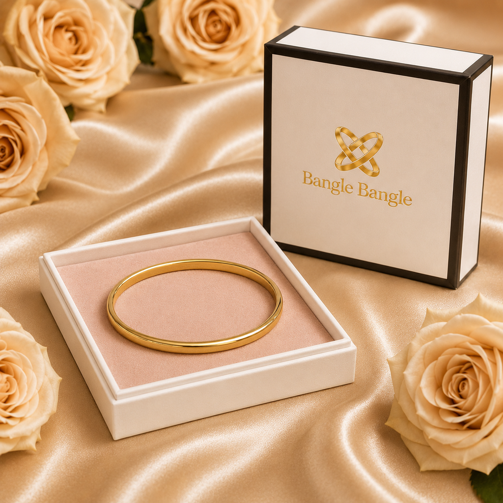 18K Gold Plated Classic Polished Bangle image 2