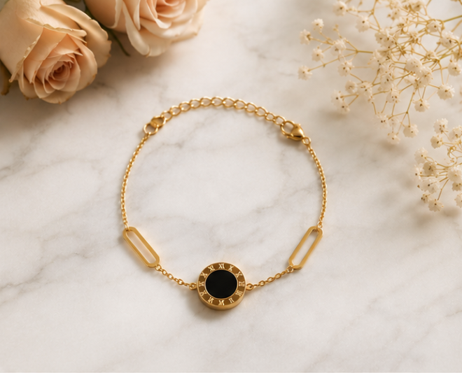 18K Gold Plated Roman Numeral Bracelet image 2