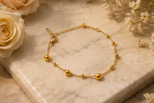 18K Gold Plated Polished Spheres Bracelet image 3