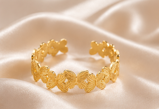 18K Gold Plated Butterfly Bangle image 3