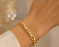 18K Gold Plated Interlocking Chain Bangle image 0