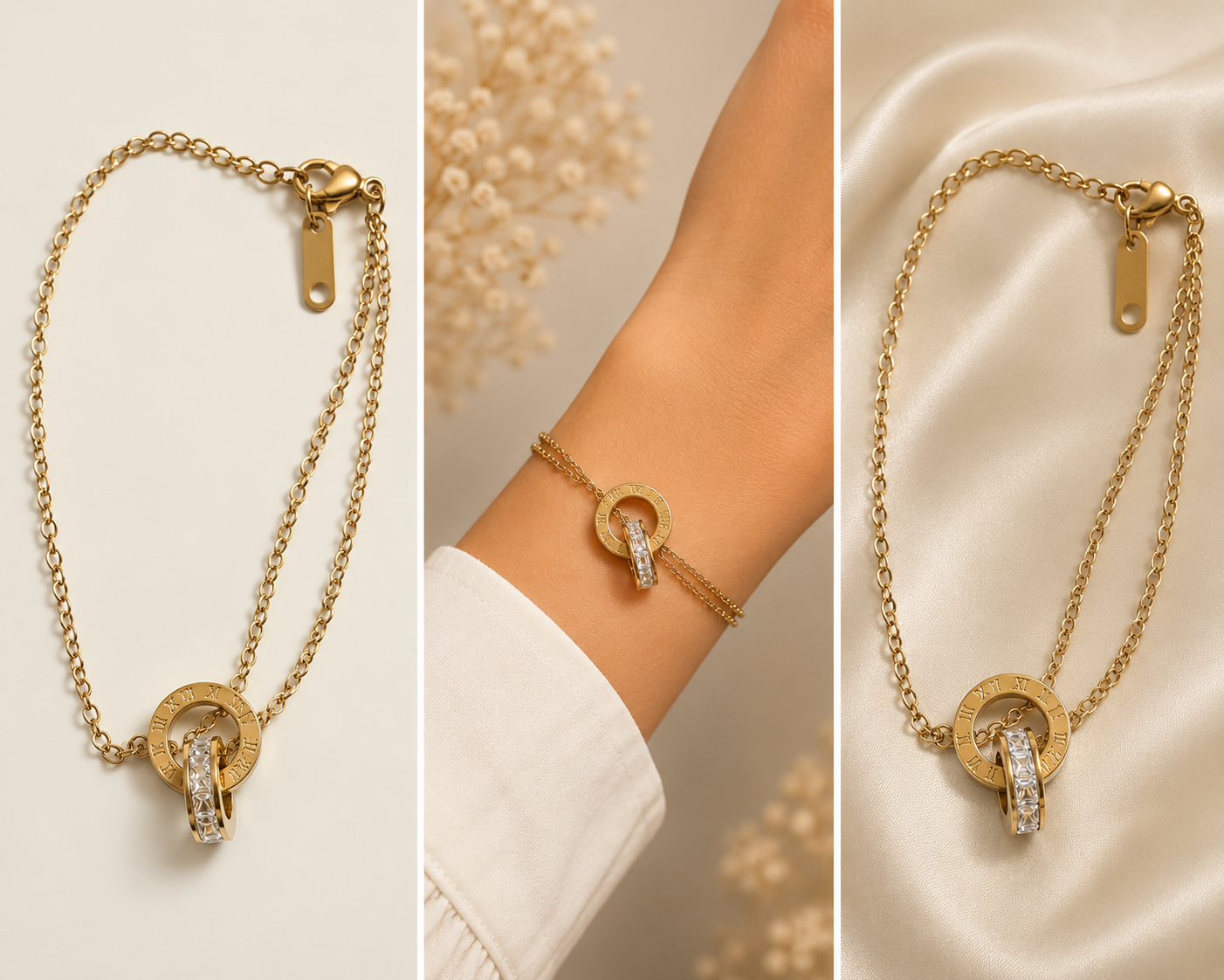 18K Gold Plated Double Hoop Bracelet image 1