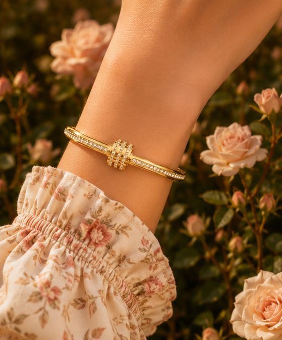 18K Gold Plated Crystal Luxe Bangle image 1