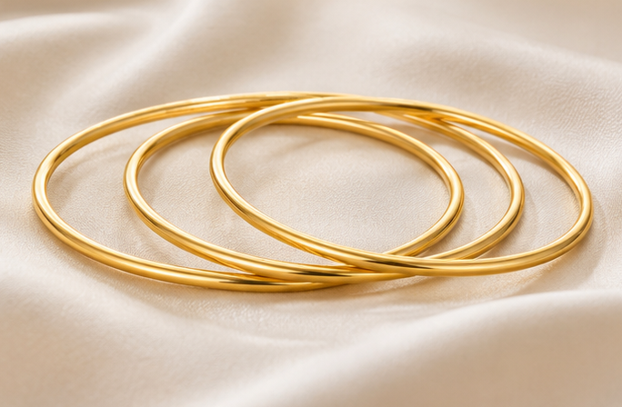 18K Gold Plated Classic Bangle Set image 3