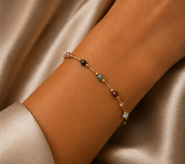 18K Gold Plated Multi-Beaded Bracelet image 1