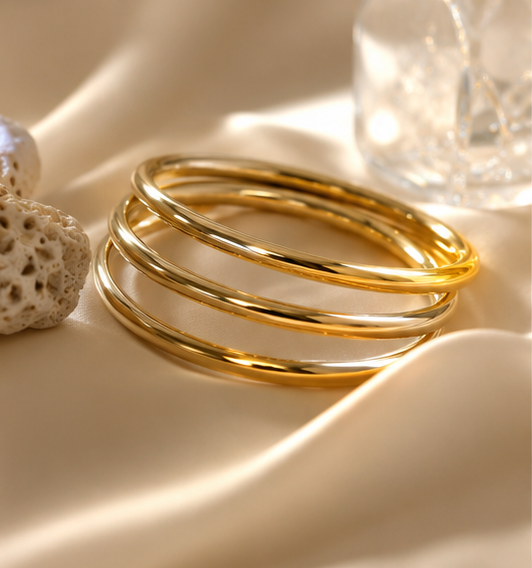 18K Gold Plated Classic Trio Bangle Set image 0