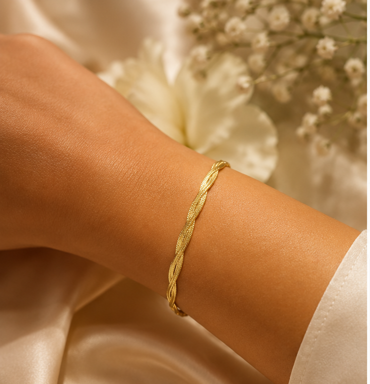 18K Gold Plated Twisted Mesh Bracelet image 0