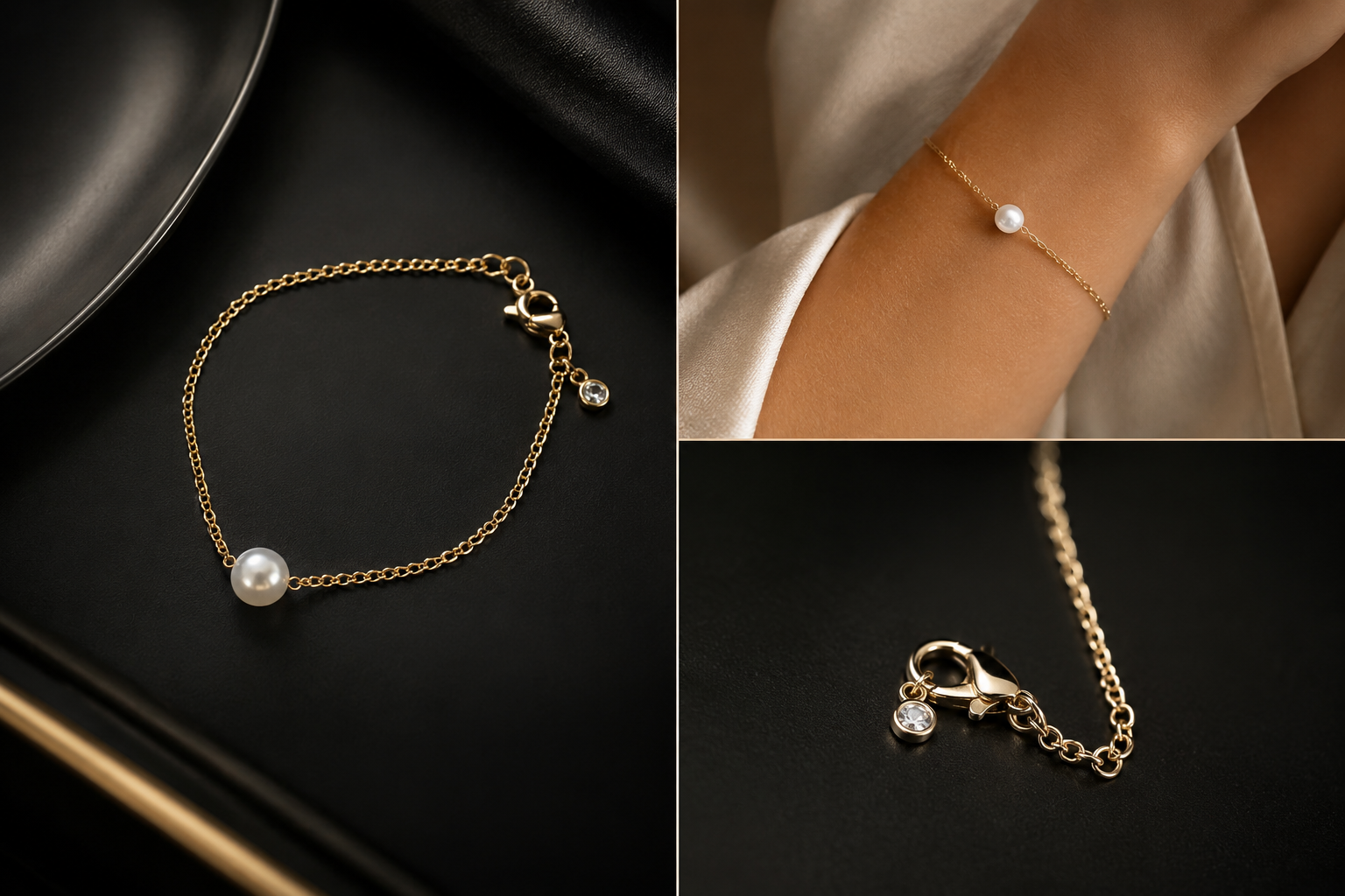18K Gold Plated Pearl Solitaire Bracelet image 3