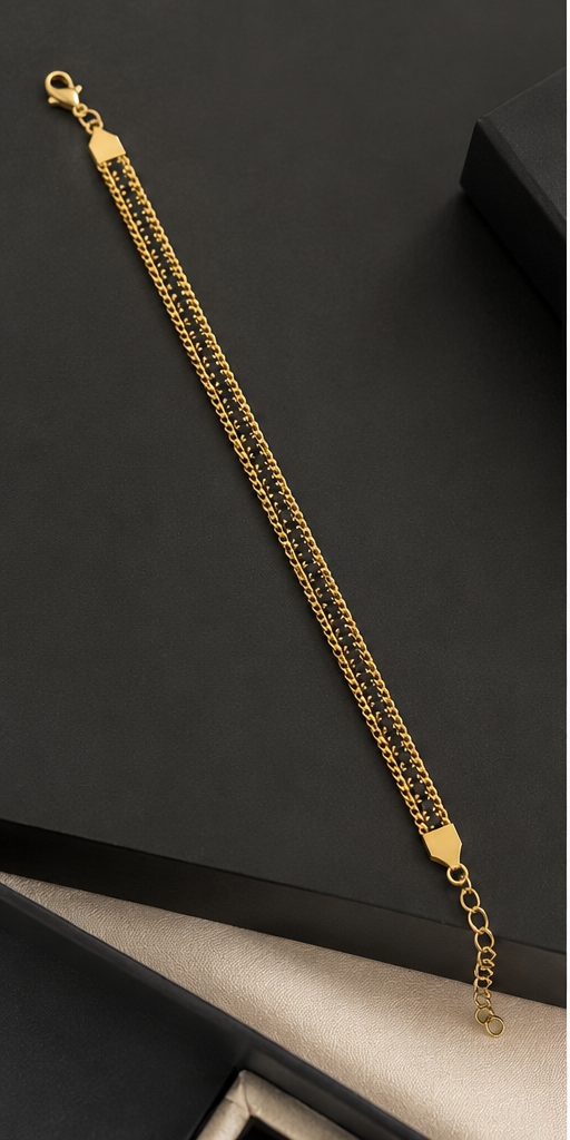 18K Gold Plated Black Chain Bracelet image 3