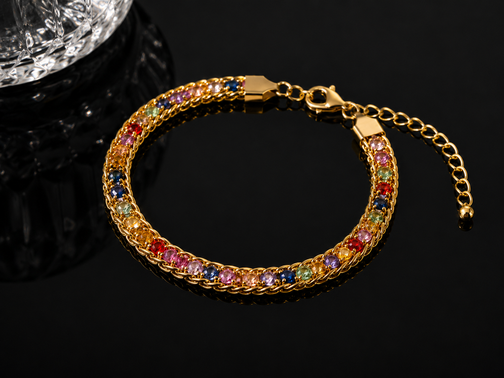 18K Gold Plated Multi-Tone Chain Bracelet image 2