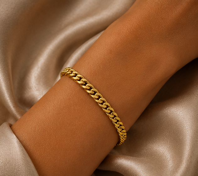 18K Gold Plated Cuban Link Bracelet image 1