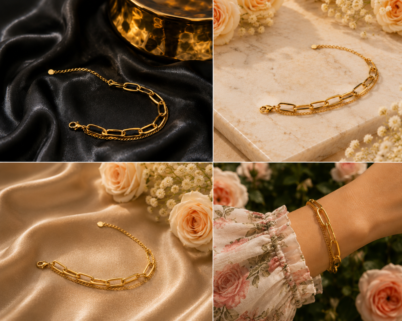 18K Gold Plated Dual Link Bracelet image 3