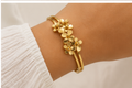Floral 18K Gold Plated Stainless Steel Bangle image 0