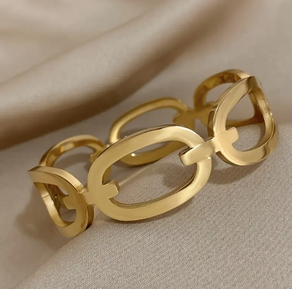 18K Gold Plated Chain Link Bangle image 4