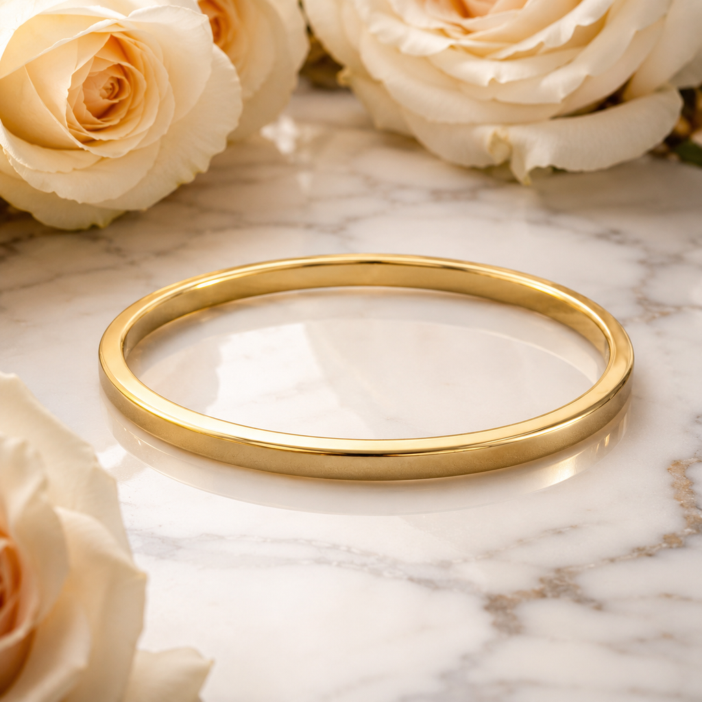 18K Gold Plated Classic Polished Bangle image 3