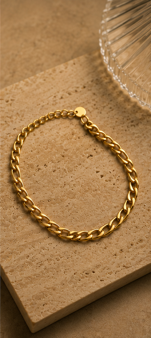18K Gold Plated Figaro Chain Bracelet image 0