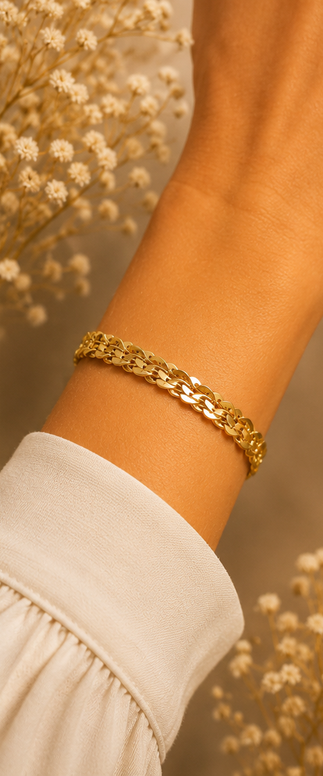 18K Gold Plated Twist Chain Bracelet image 1