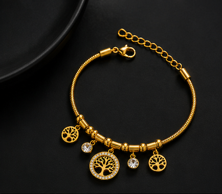18K Gold Plated Tree of Life Charm Bracelet image 4