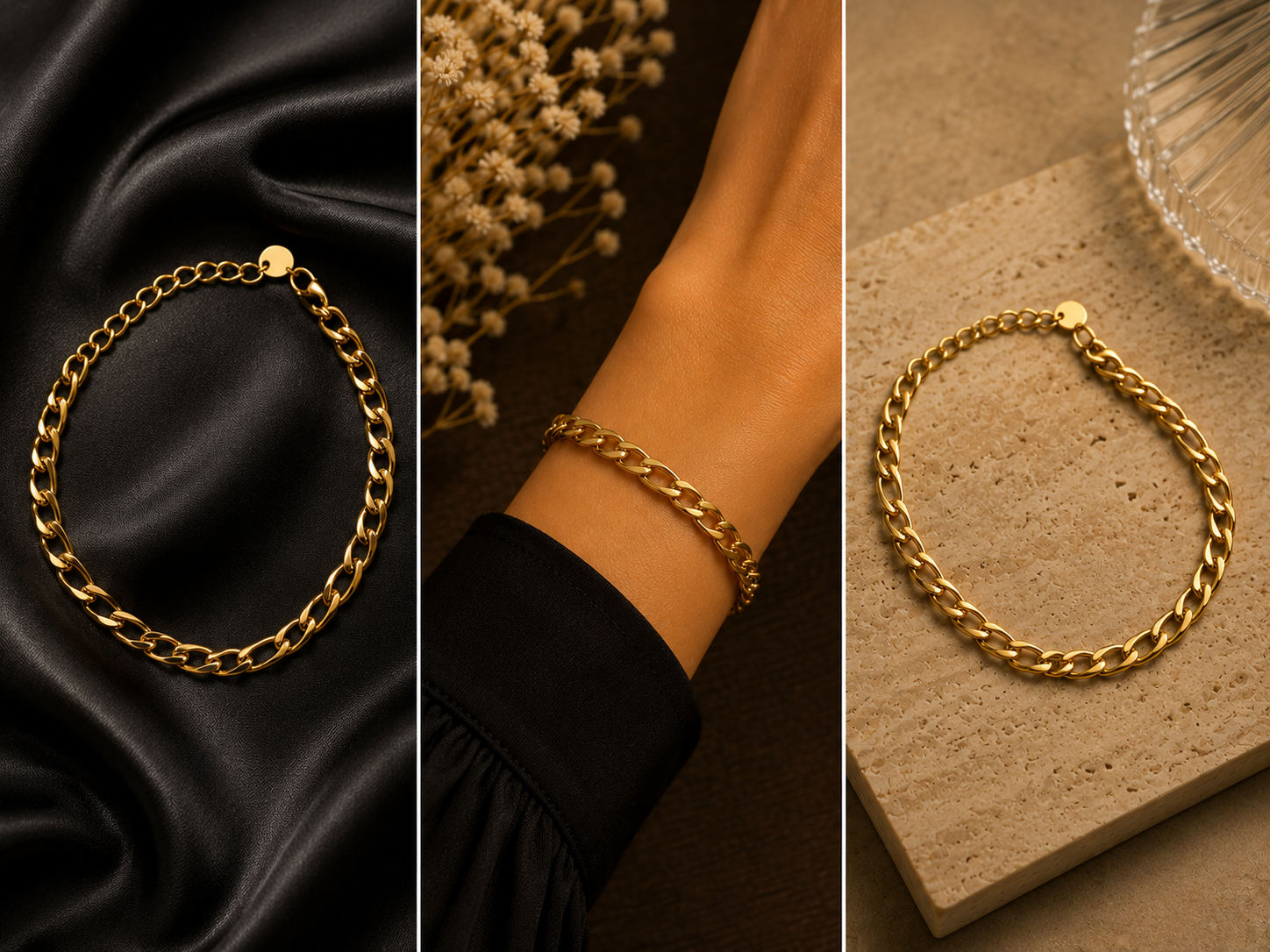 18K Gold Plated Figaro Chain Bracelet image 3