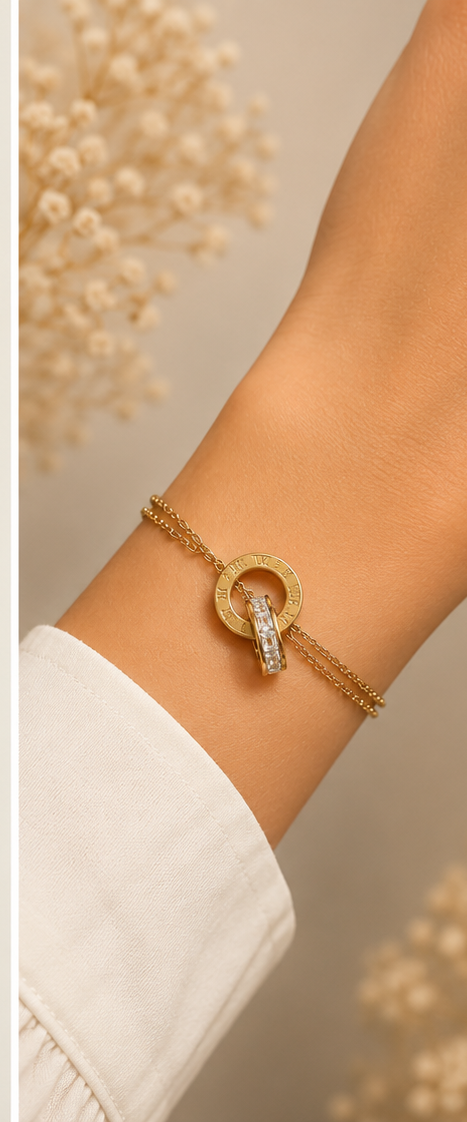 18K Gold Plated Double Hoop Bracelet image 0