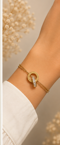 18K Gold Plated Double Hoop Bracelet image 0