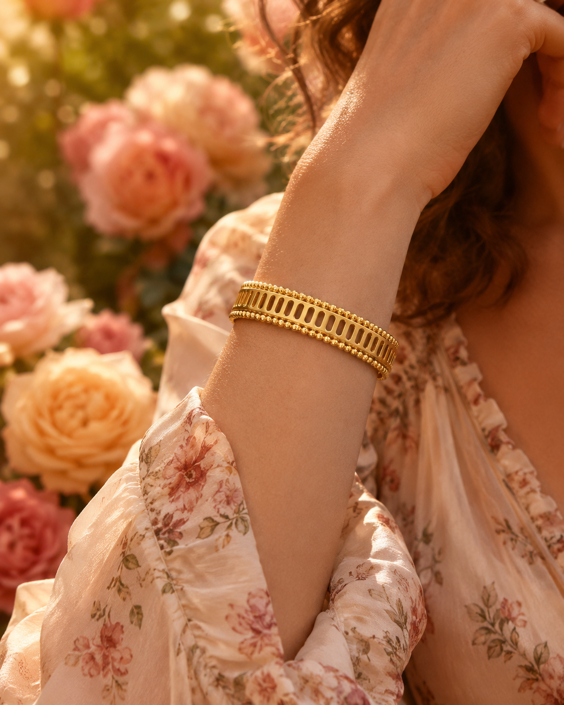18K Gold Plated Open Cuff Bangle image 1
